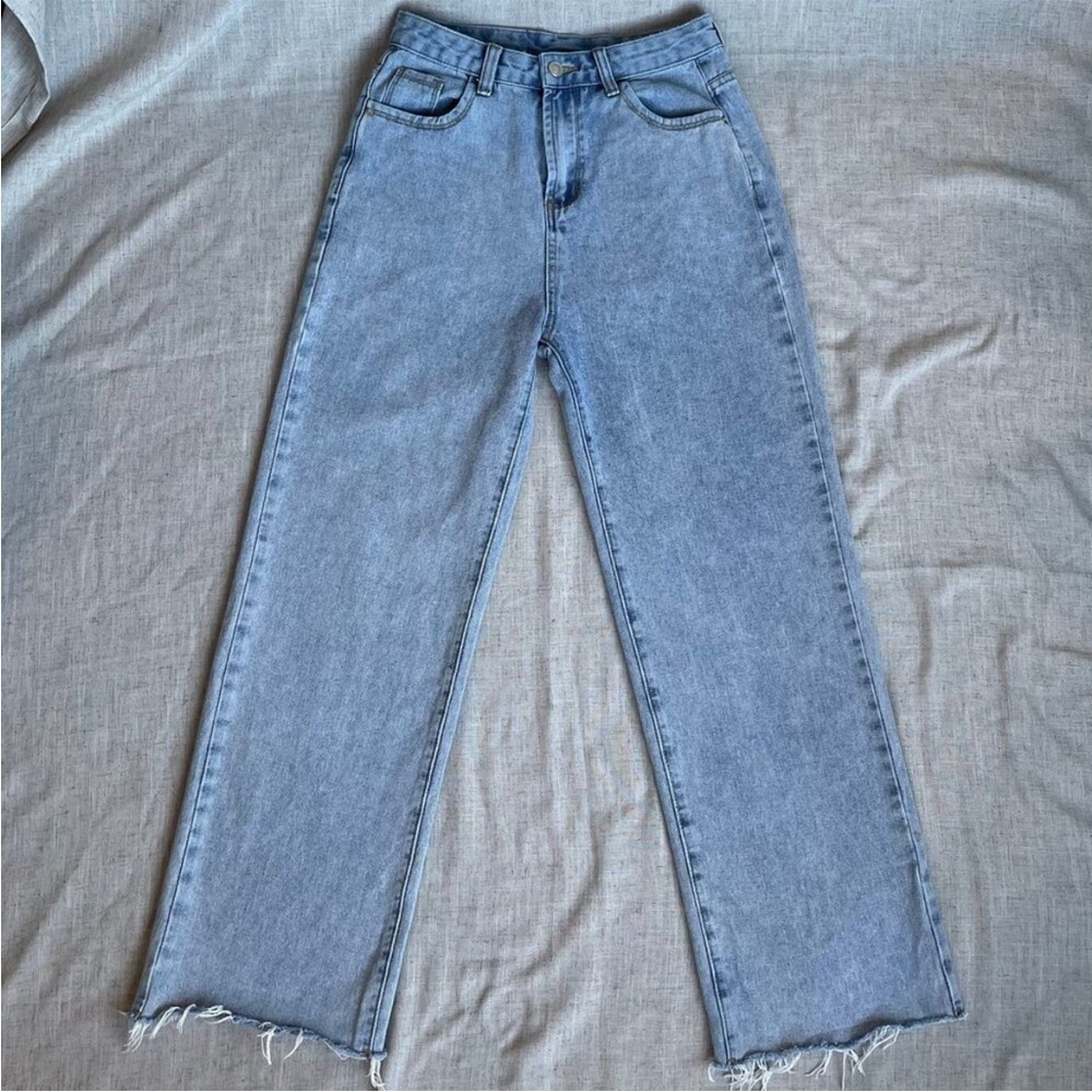 Princess Polly Arlington High Rise Straight Leg Denim Jeans Blue Women's Size 4P